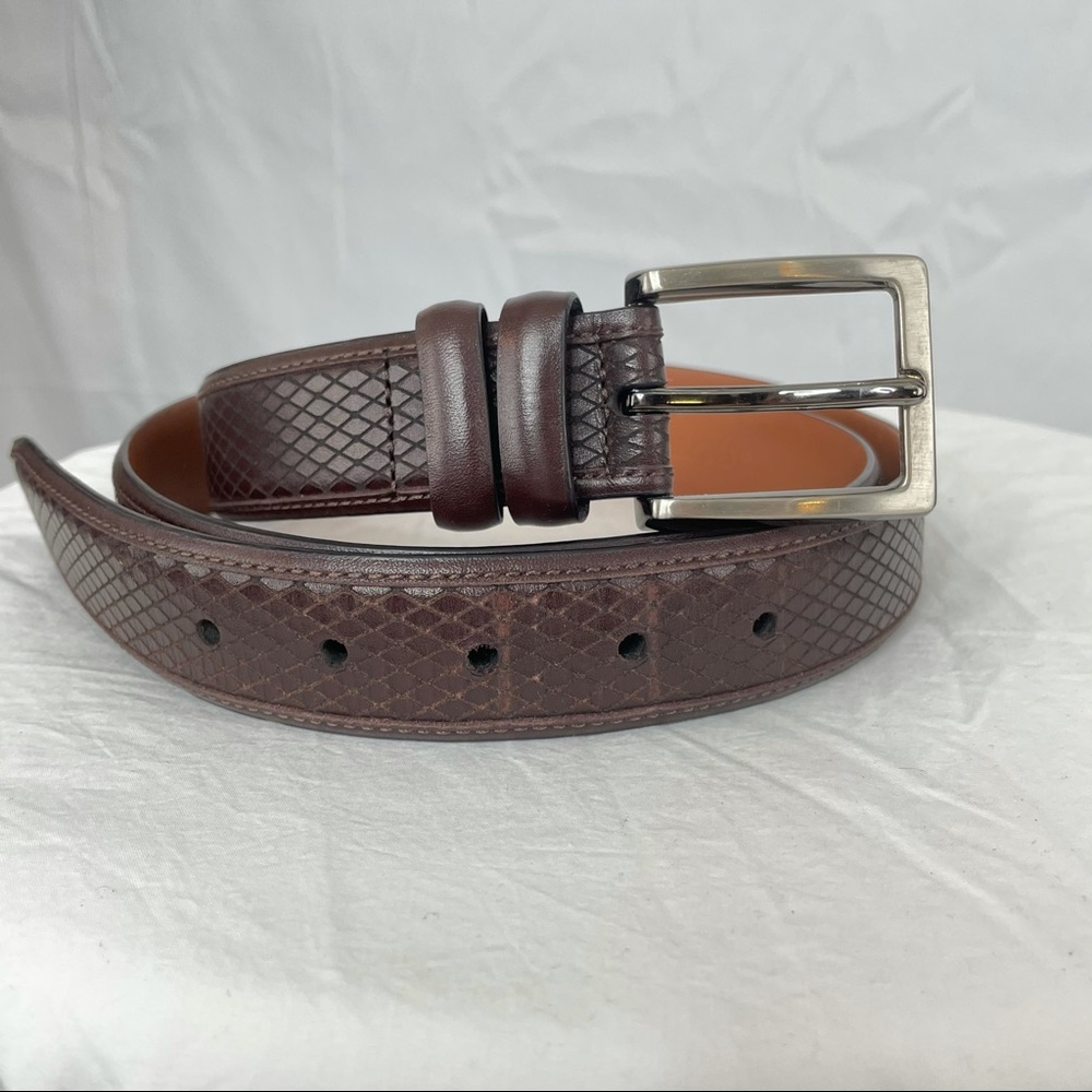 Johnston & Murphy Leather Belt Sz 44 Brown